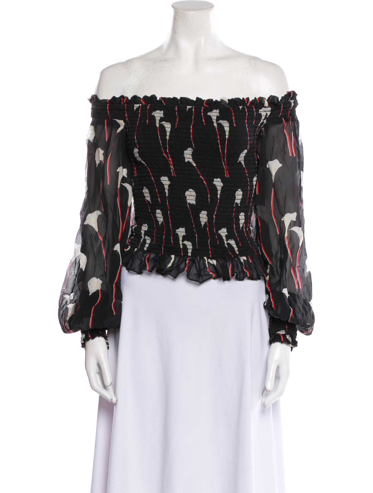Caroline Constas Silk Floral Print Top