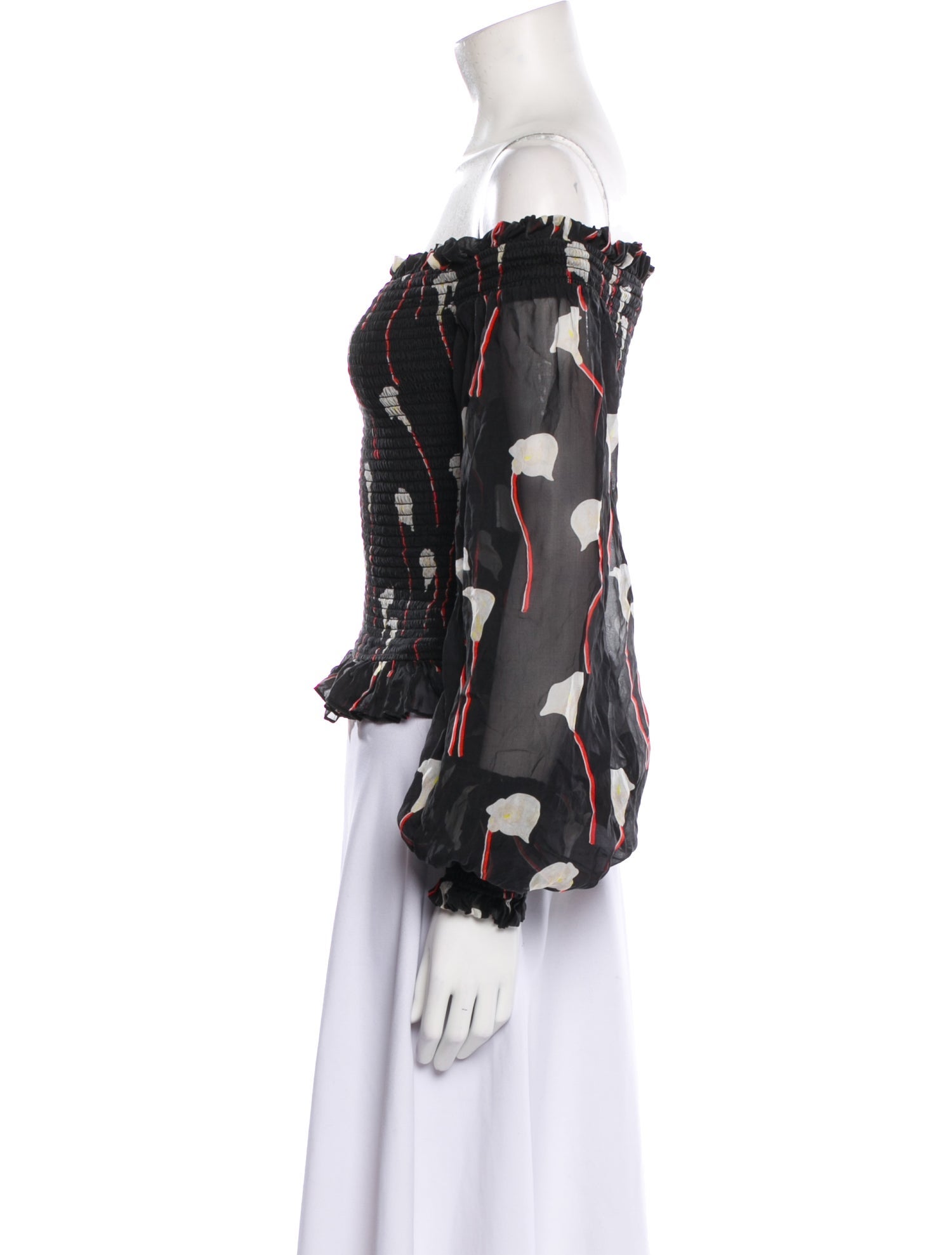 Caroline Constas Silk Floral Print Top