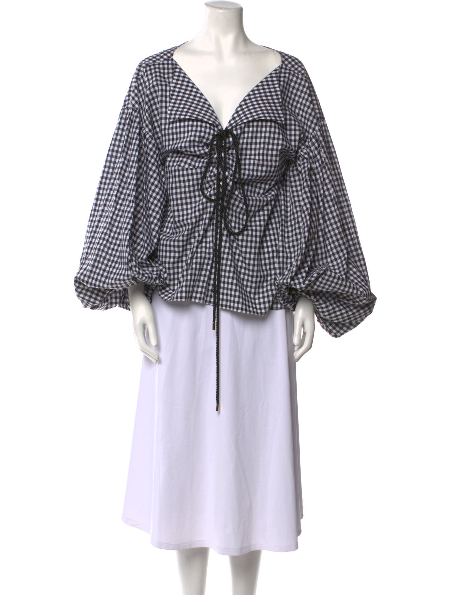 Caroline Constas Plaid Print V-Neck Top