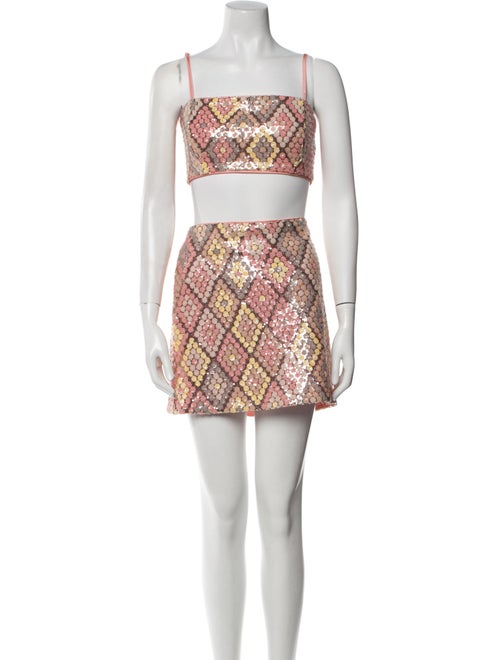 Caroline Constas Sequin Embellishments Skirt Set