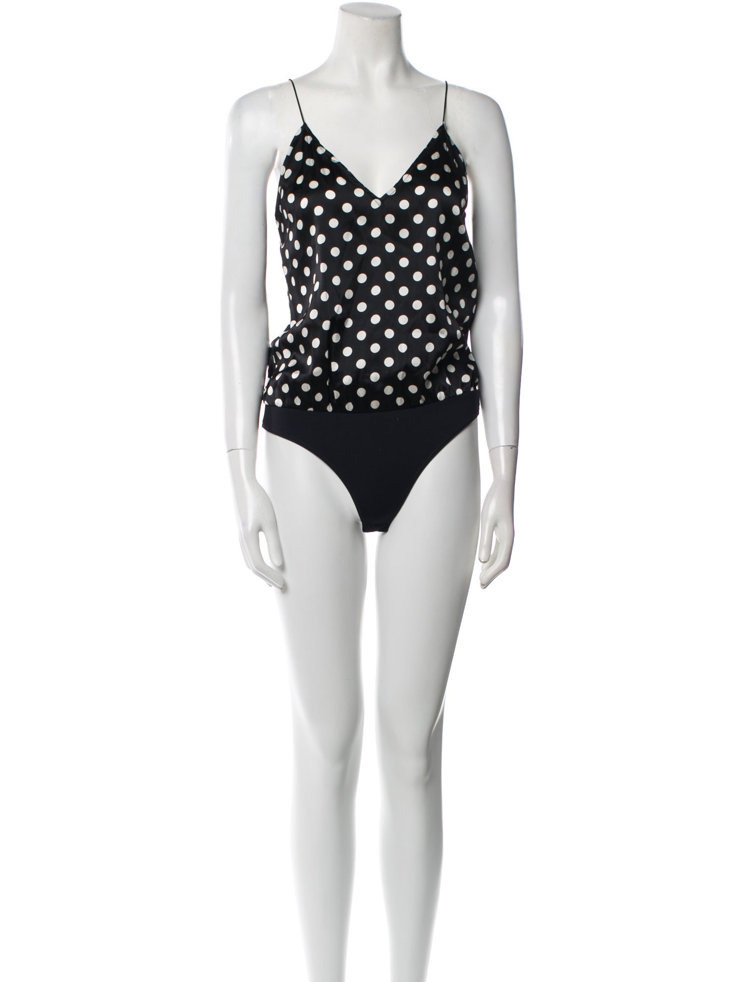 Caroline Constas Silk Polka Dot Print Bodysuit