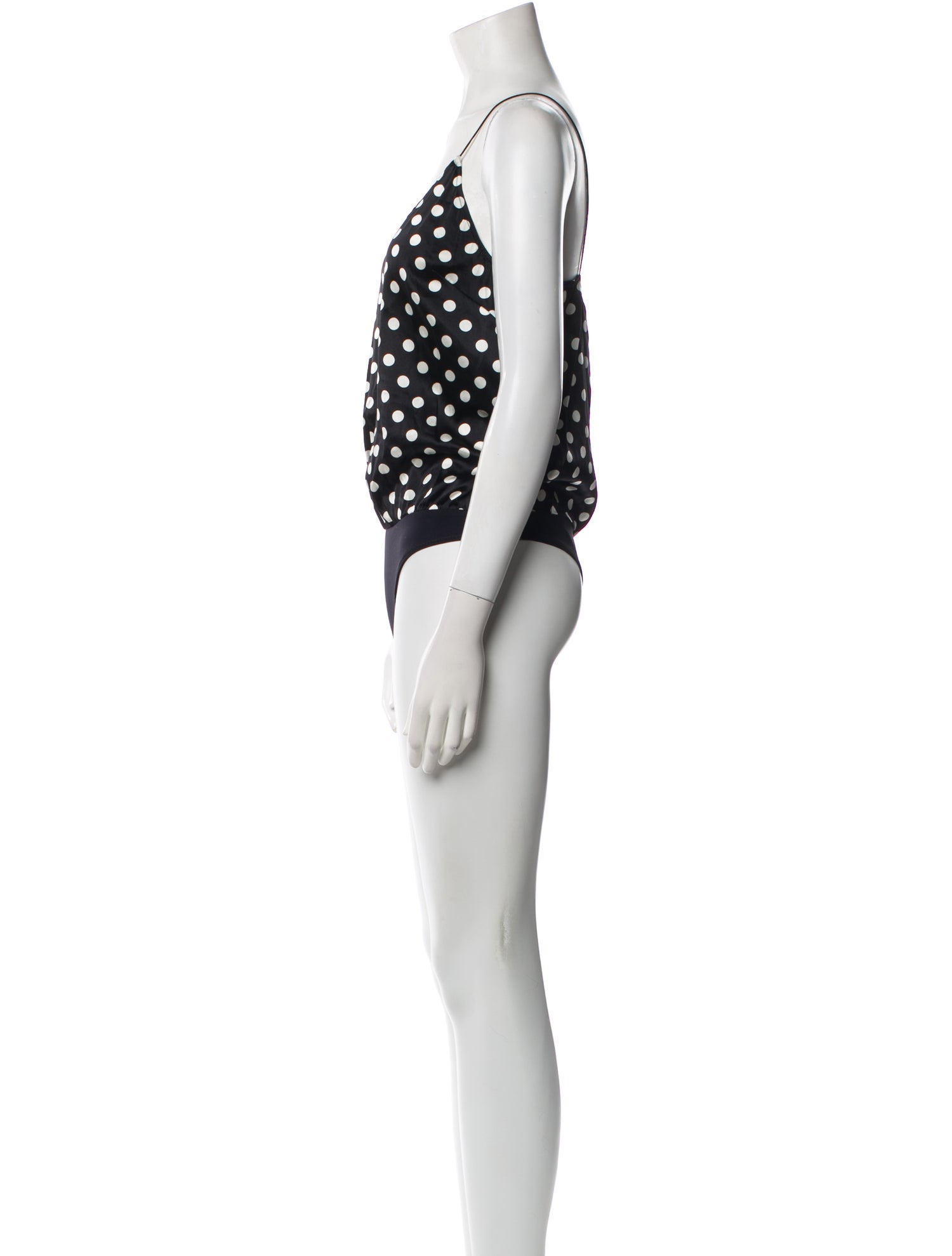 Caroline Constas Silk Polka Dot Print Bodysuit