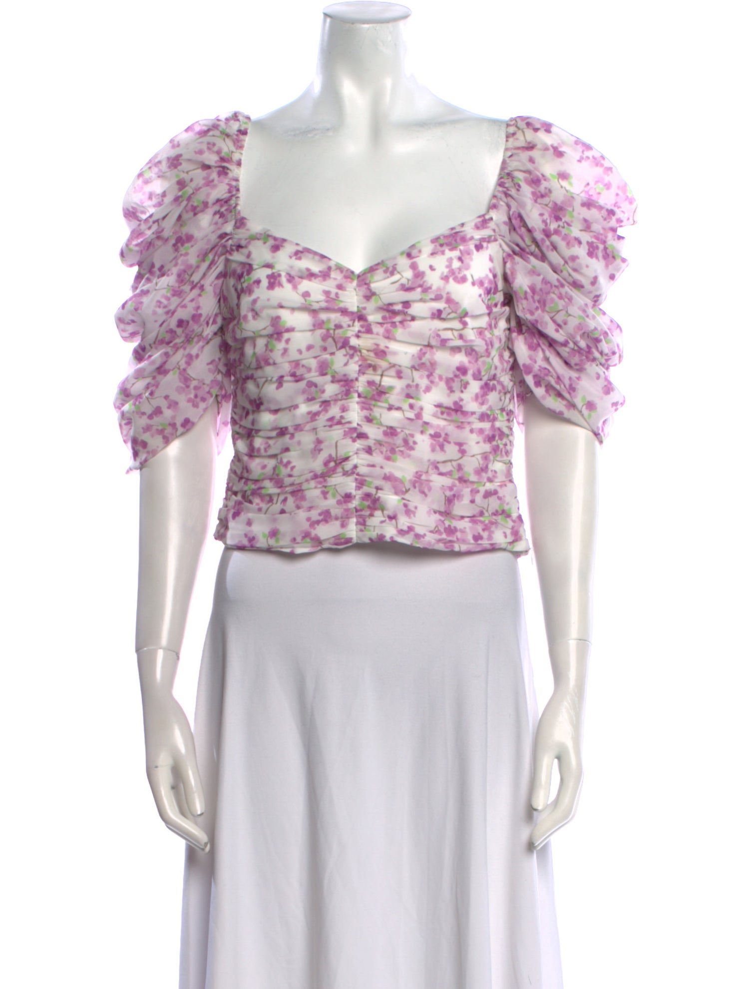 Caroline Constas Floral Print Off-The-Shoulder Crop Top