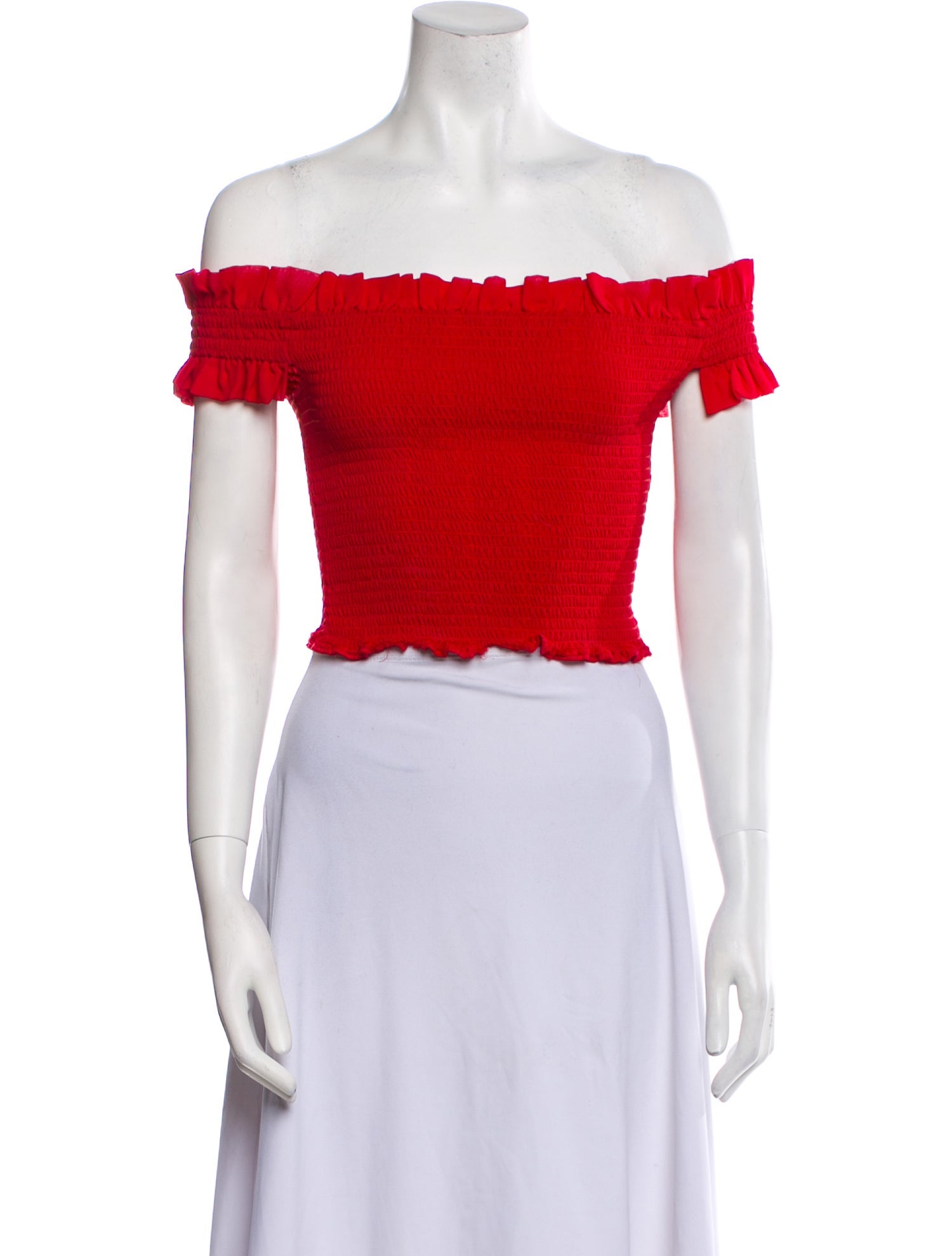 Caroline Constas Silk Off-The-Shoulder Crop Top