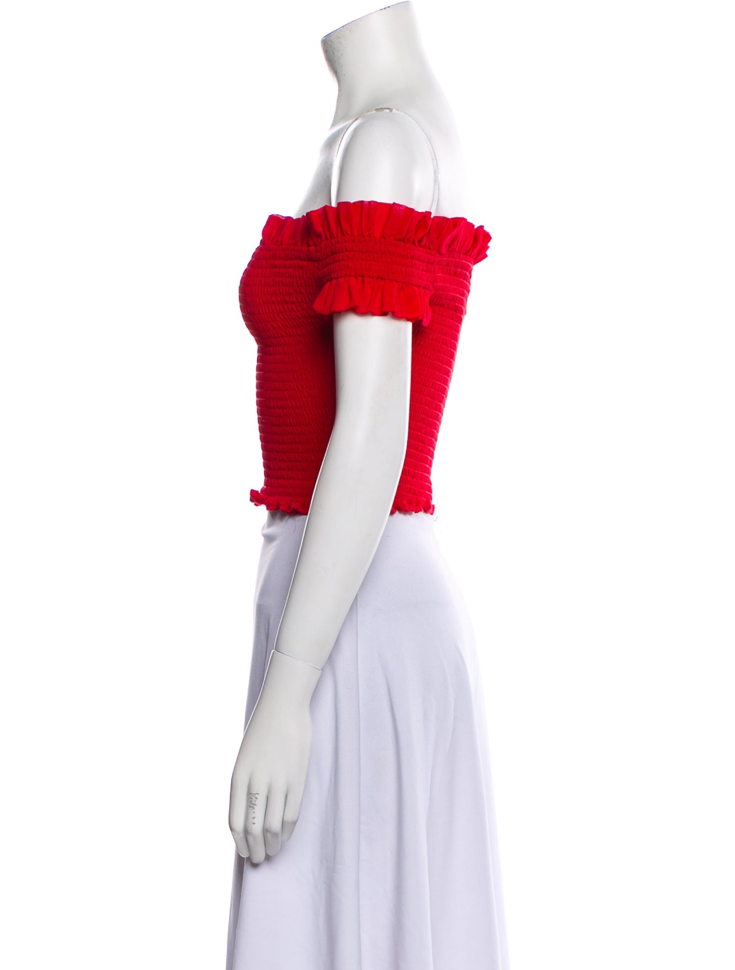 Caroline Constas Silk Off-The-Shoulder Crop Top
