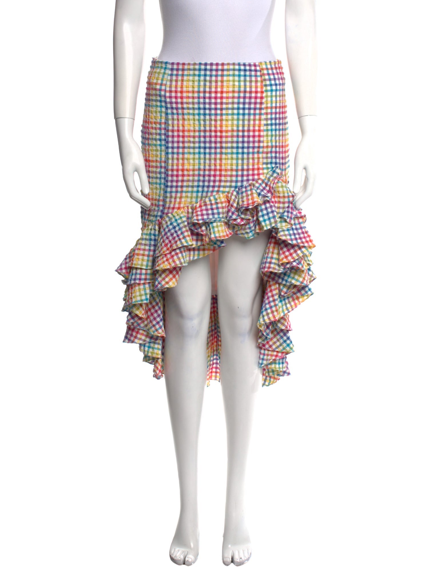 Caroline Constas Plaid Print Midi Length Skirt