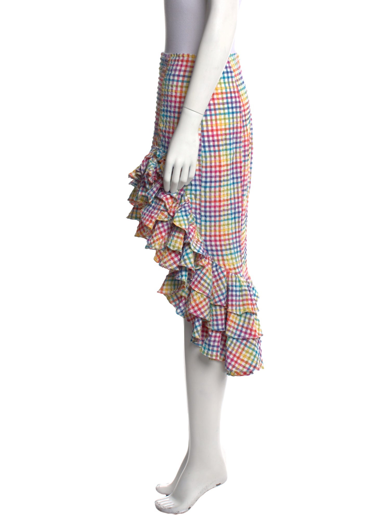 Caroline Constas Plaid Print Midi Length Skirt