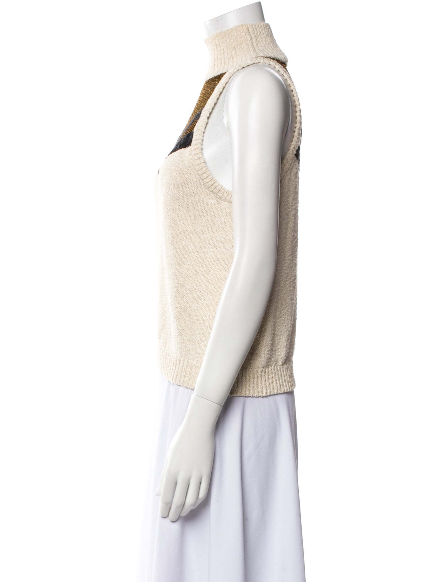 Caroline Constas Colorblock Pattern Turtleneck Sweater