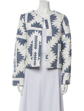 Caroline Constas Linen Plaid Print Jacket