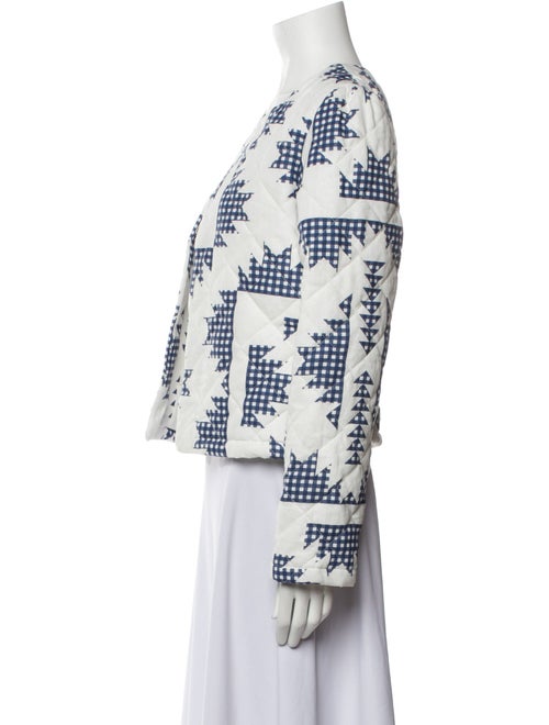 Caroline Constas Linen Plaid Print Jacket