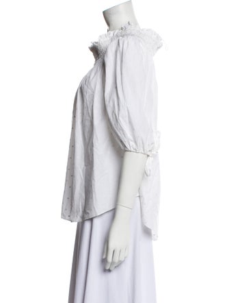 Caroline Constas Square Neckline Three-Quarter Sleeve Blouse