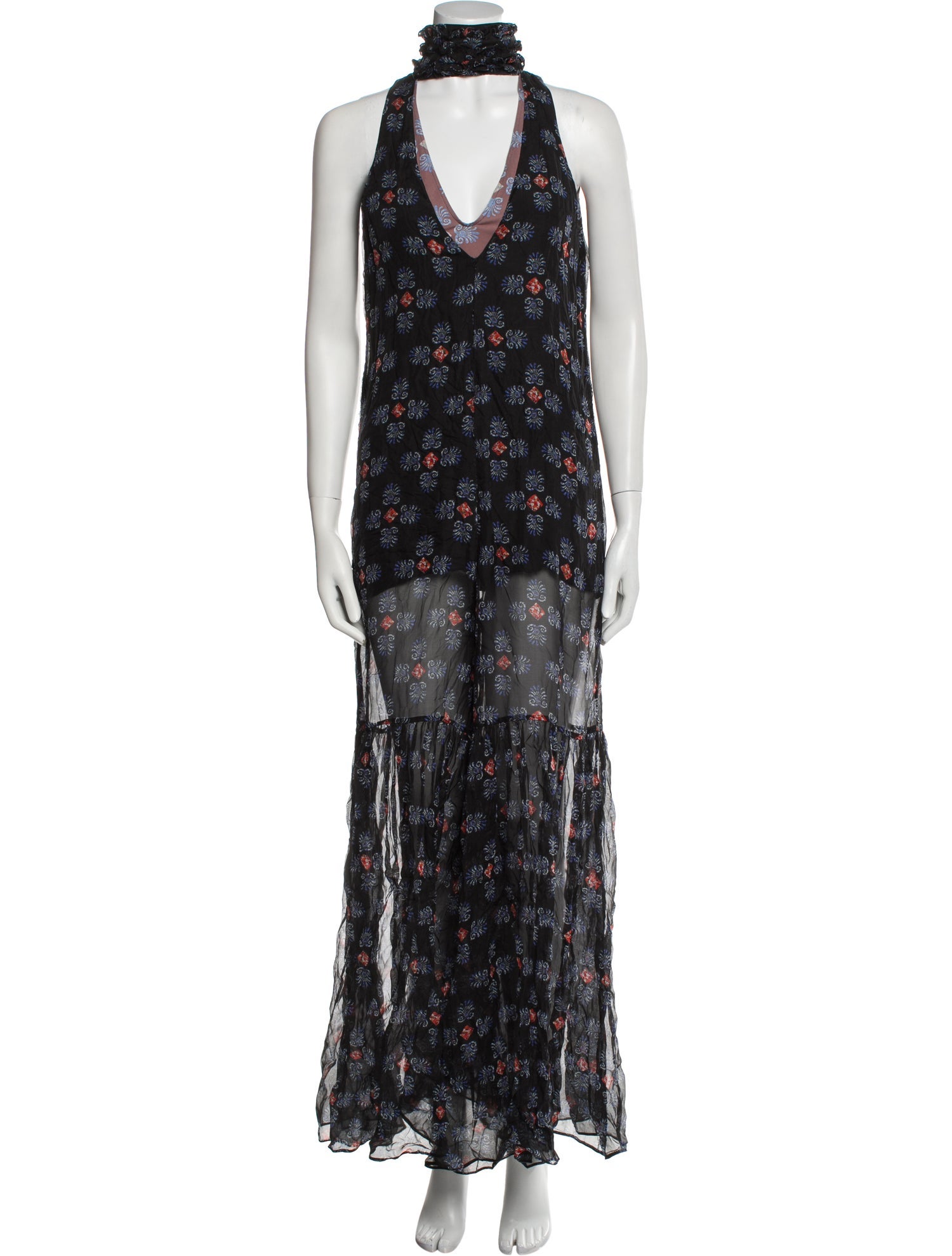 Caroline Constas Silk Printed Jumpsuit