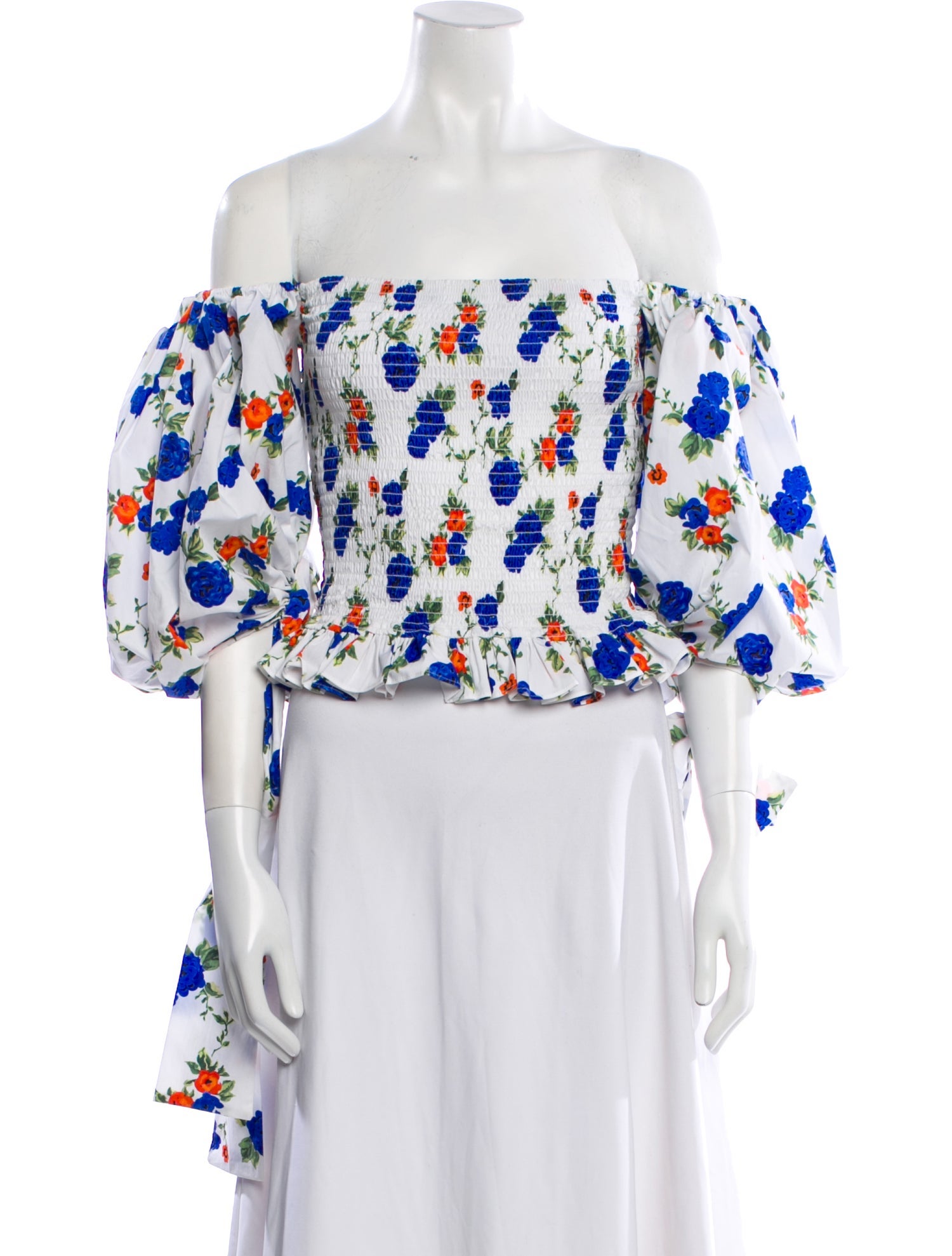 Caroline Constas Floral Print Off-The-Shoulder Crop Top w/ Tags