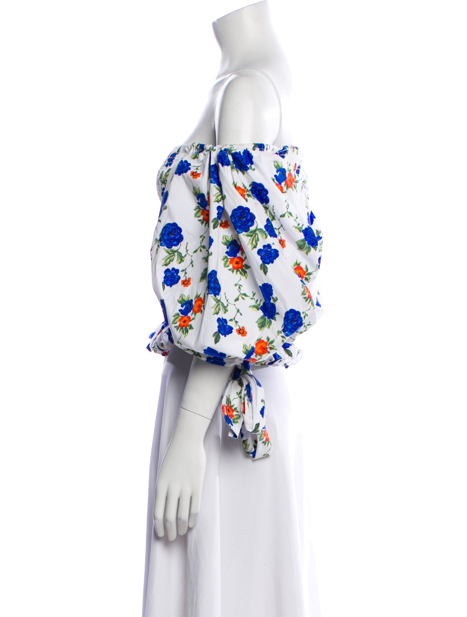 Caroline Constas Floral Print Off-The-Shoulder Crop Top w/ Tags