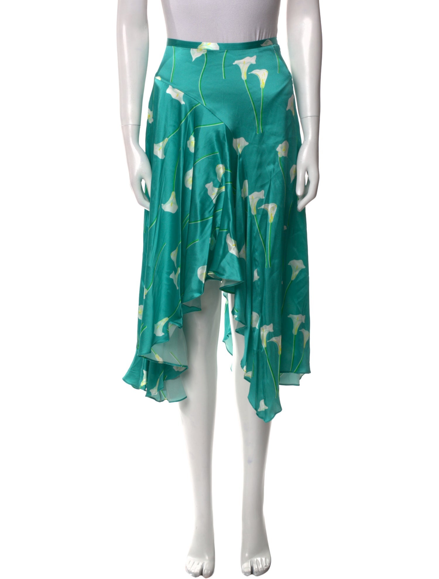 Caroline Constas Silk Midi Length Skirt