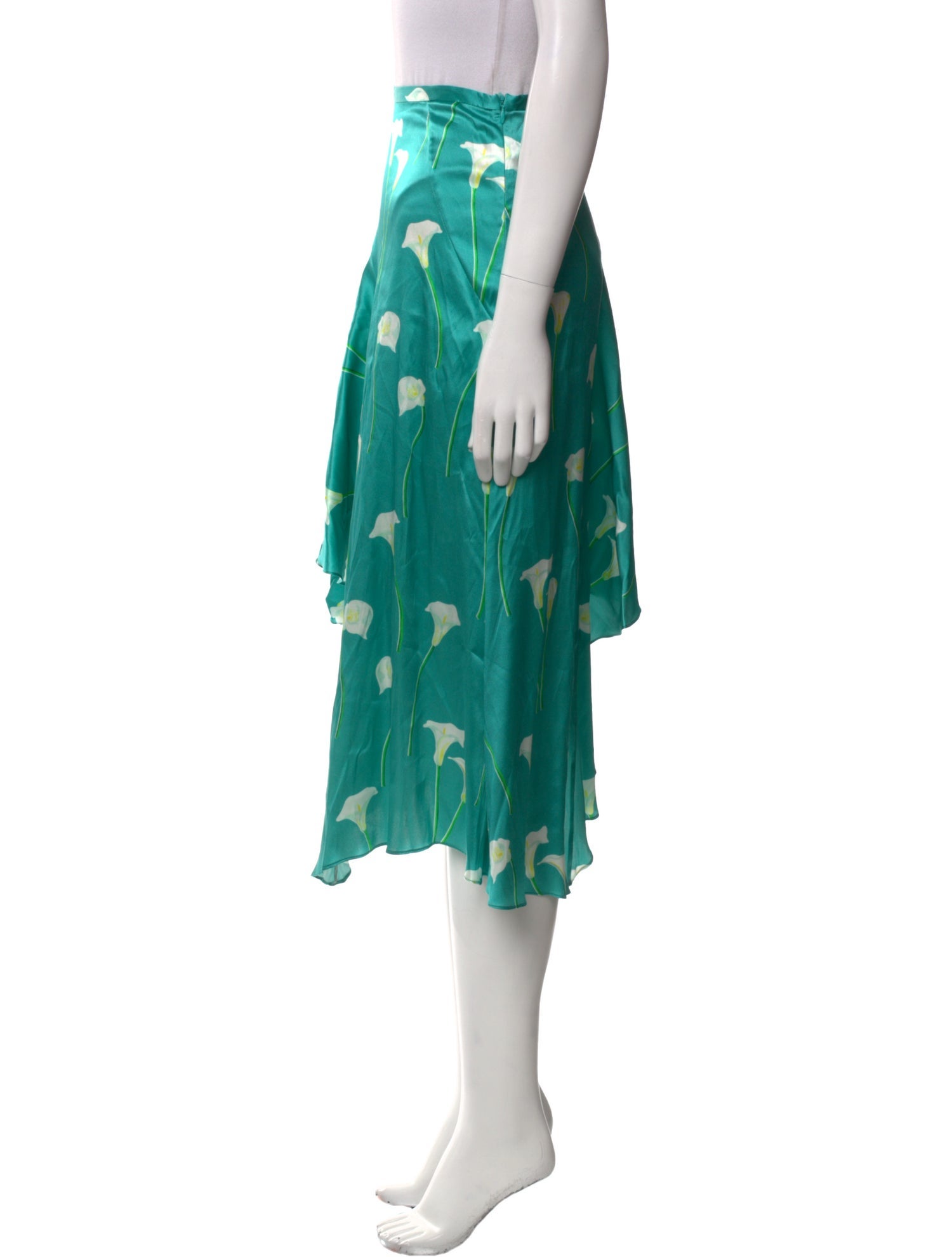 Caroline Constas Silk Midi Length Skirt