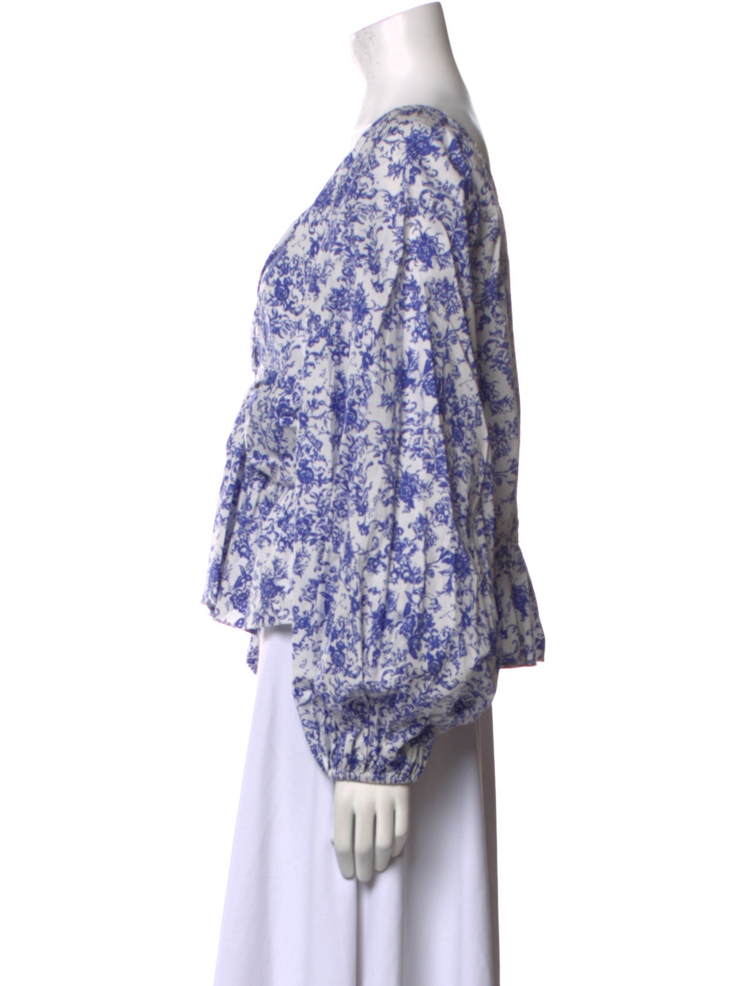 Caroline Constas Floral Print V-Neck Crop Top