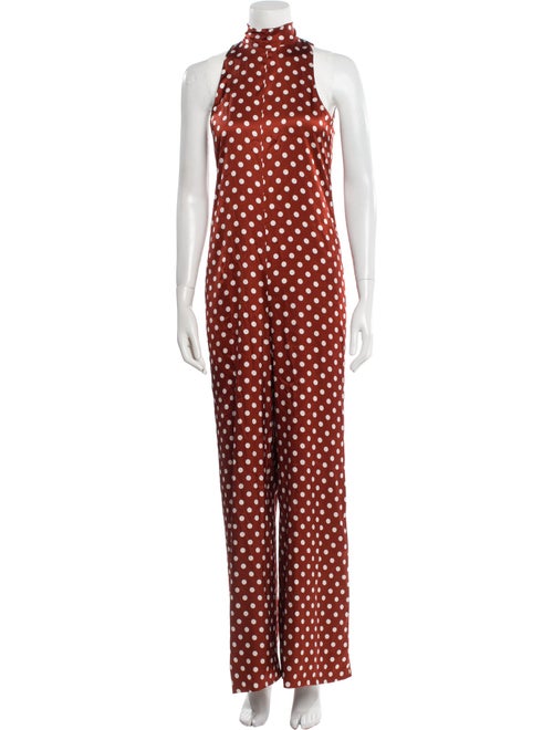 Caroline Constas Silk Polka Dot Print Jumpsuit