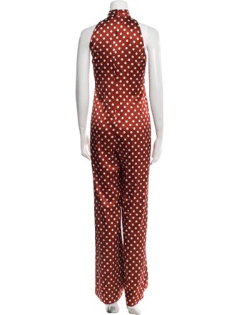 Caroline Constas Silk Polka Dot Print Jumpsuit