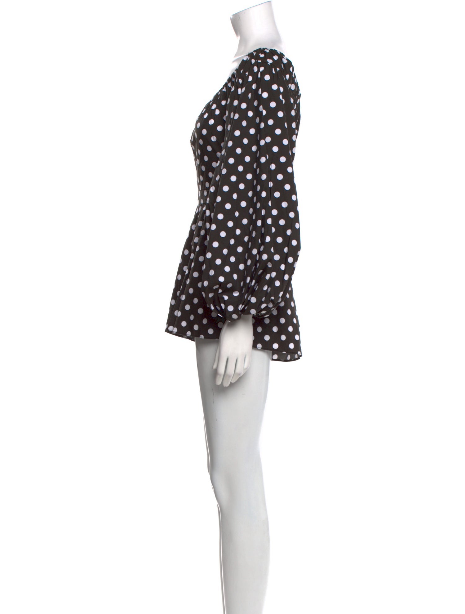 Caroline Constas Polka Dot Print Bateau Neckline Romper