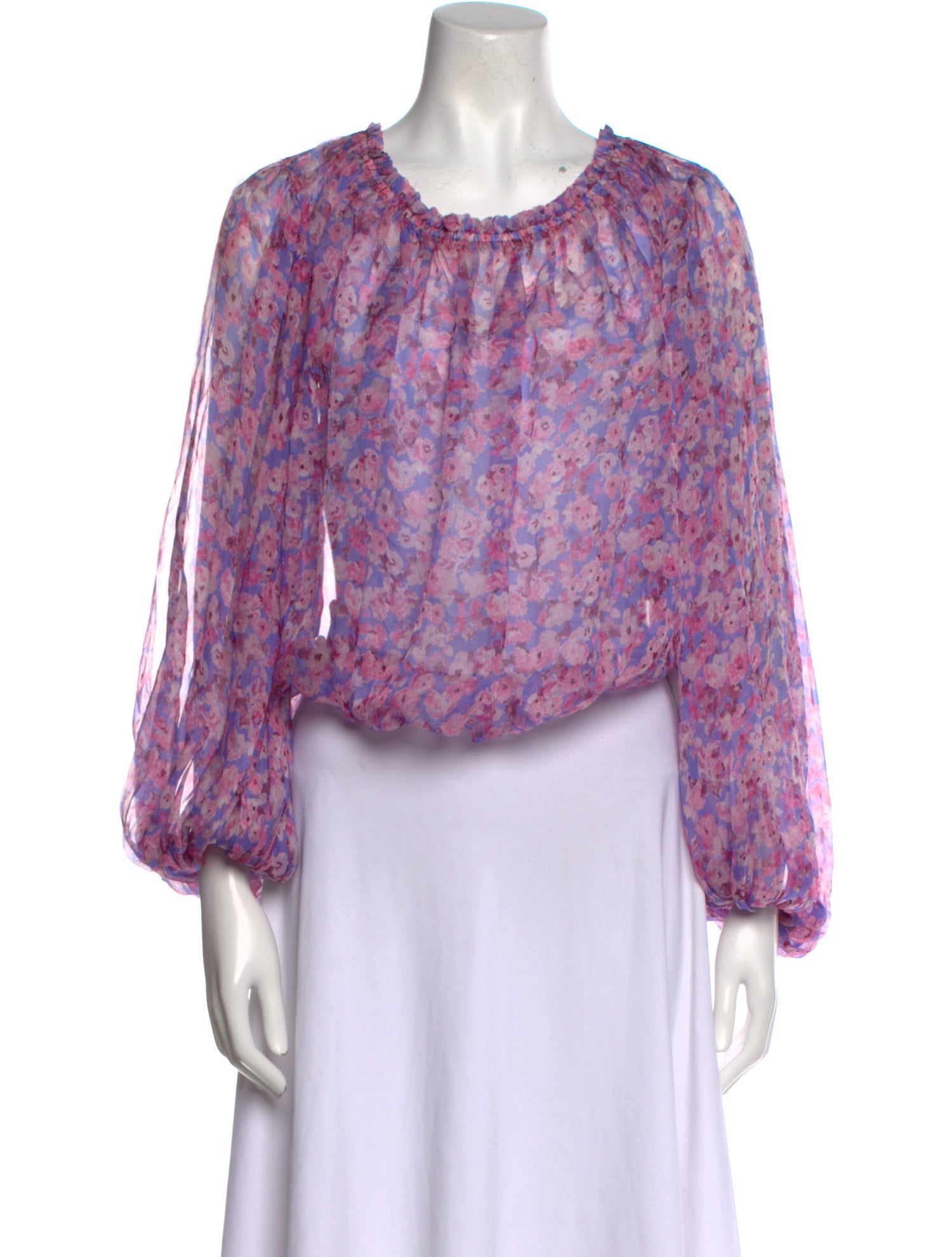 Caroline Constas Silk Floral Print Crop Top