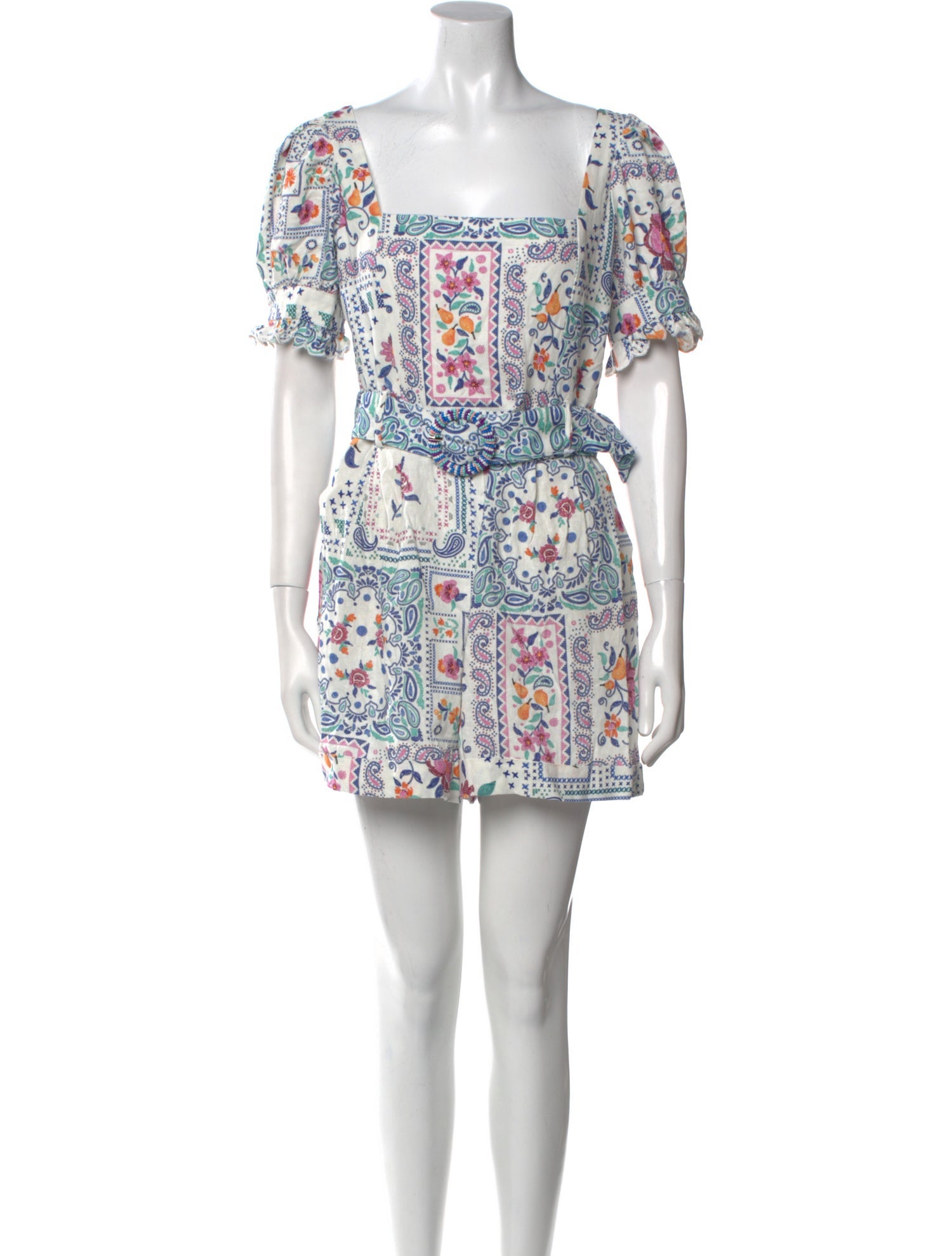 Caroline Constas Linen Printed Romper w/ Tags