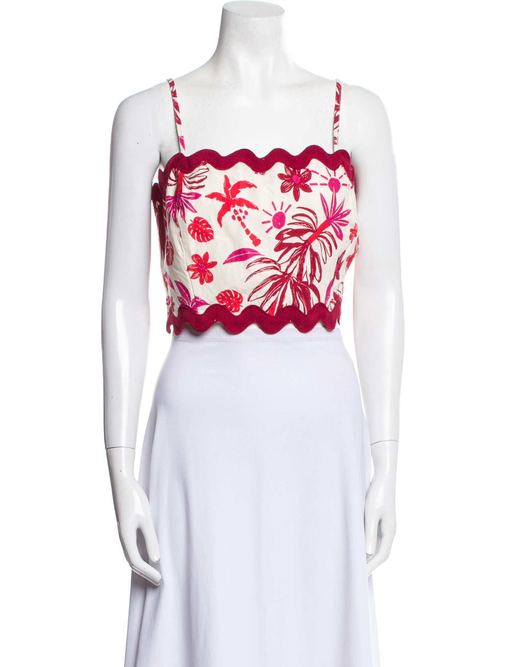 Caroline Constas Floral Print Square Neckline Crop Top w/ Tags