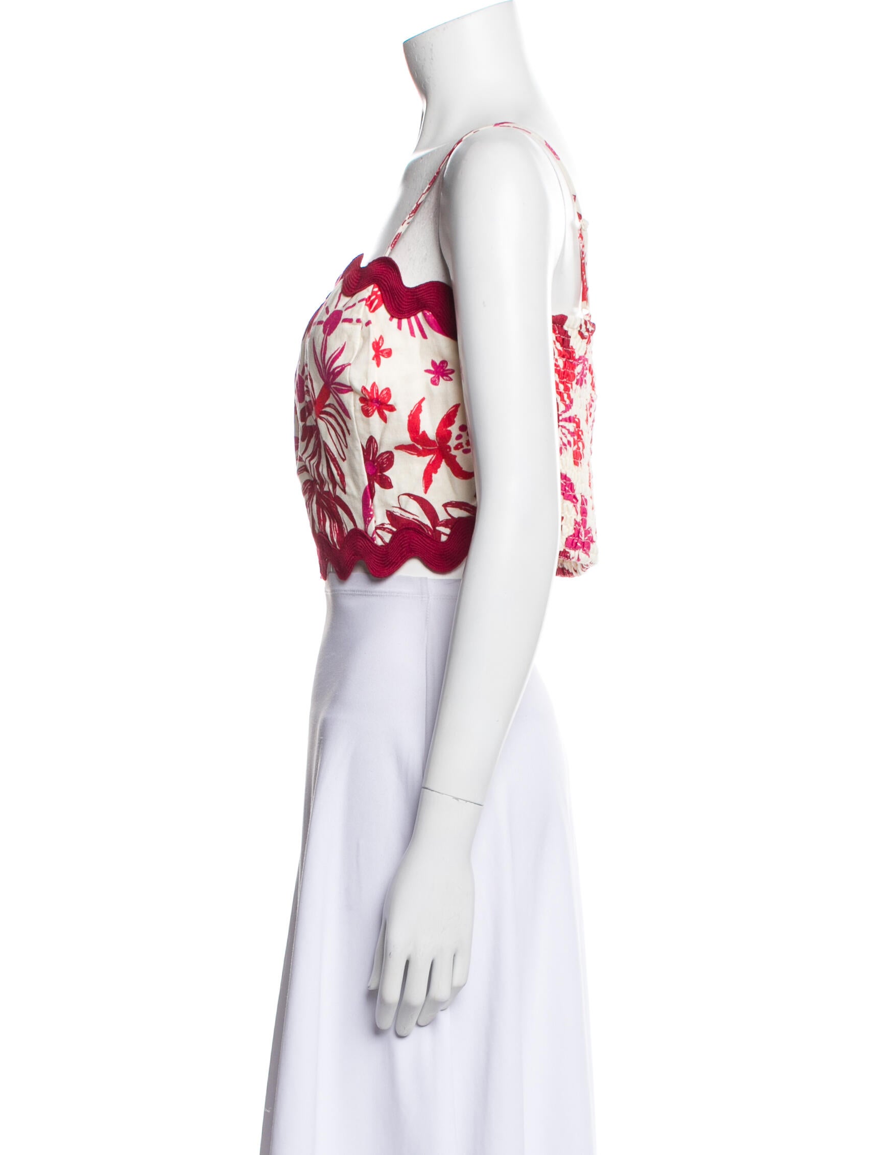 Caroline Constas Floral Print Square Neckline Crop Top w/ Tags