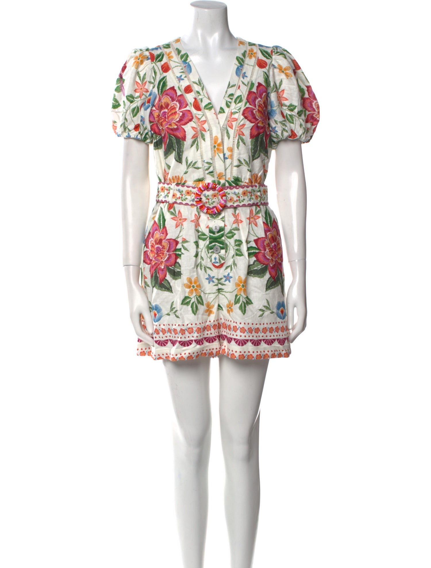 Caroline Constas Printed V-Neck Romper w/ Tags