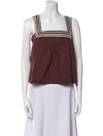Caroline Constas Square Neckline Sleeveless Crop Top