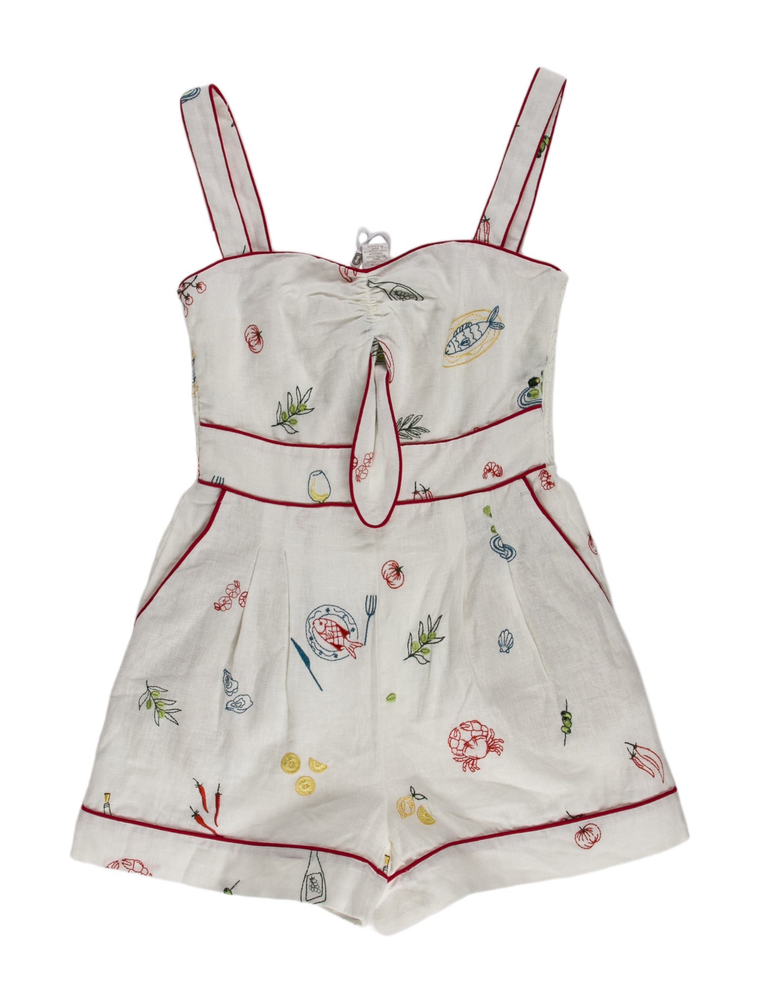 Caroline Constas Linen Printed Romper w/ Tags