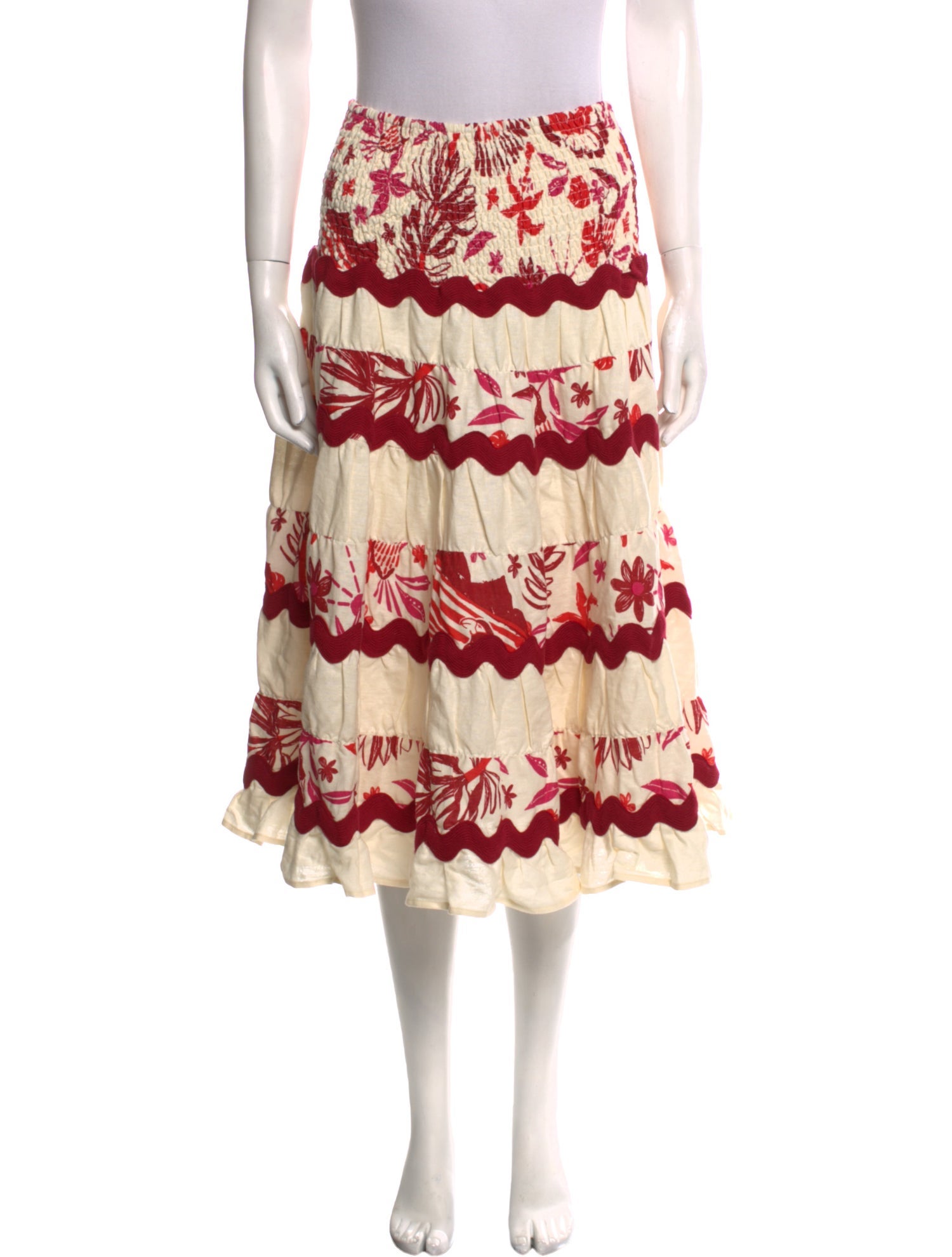 Caroline Constas Linen Midi Length Skirt