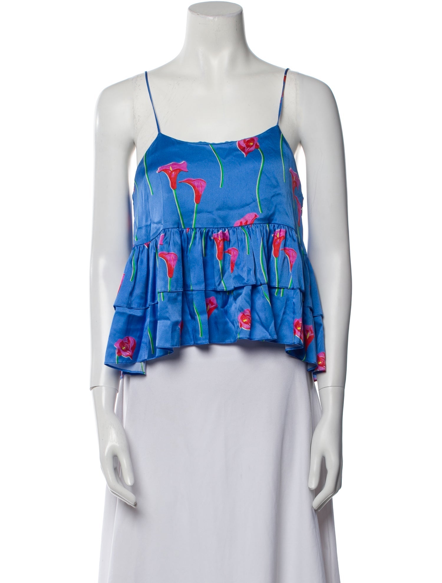Caroline Constas Silk Printed Crop Top