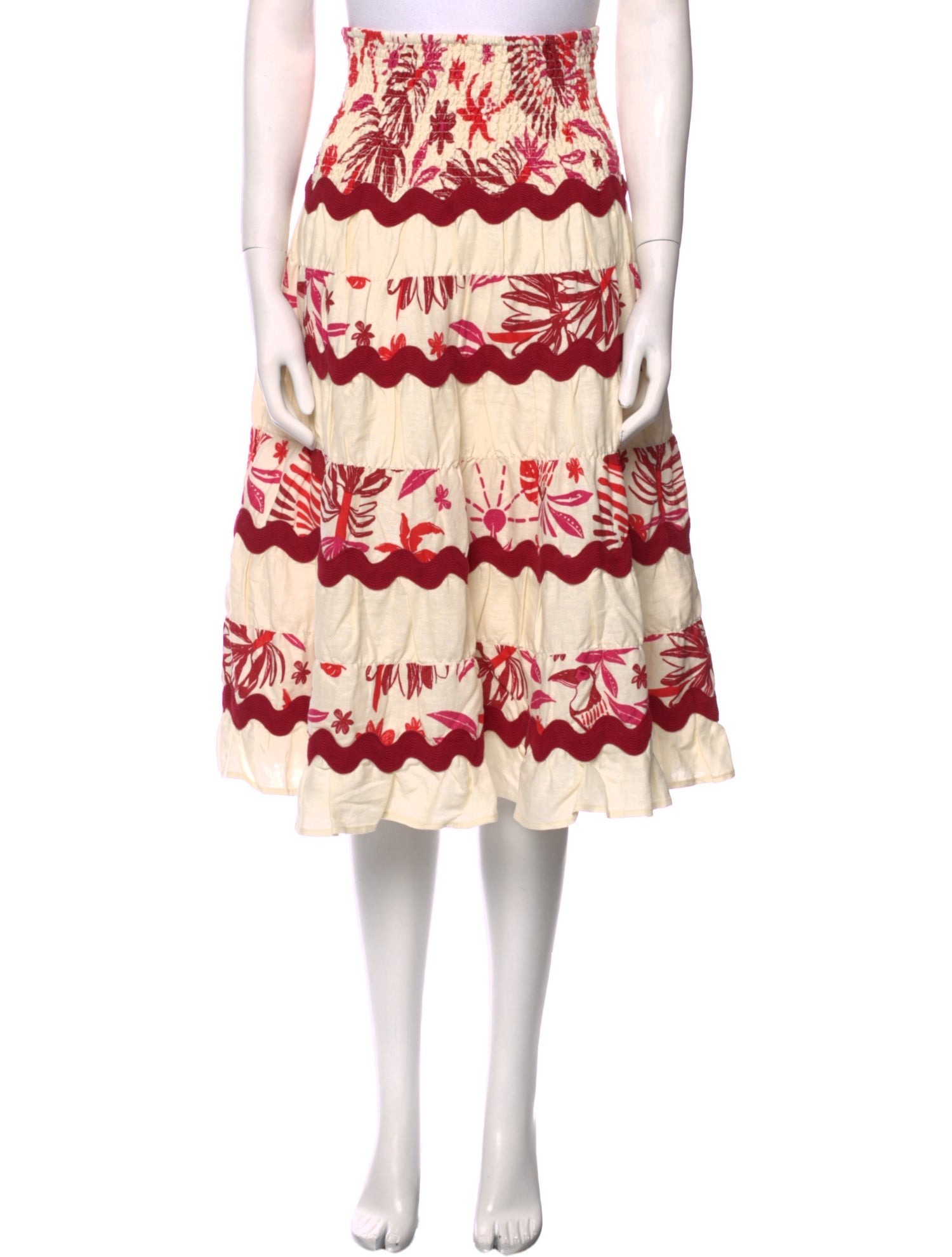 Caroline Constas Linen Midi Length Skirt