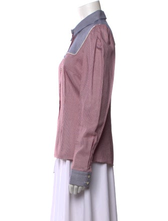 Caroline Constas Plaid Print Long Sleeve Button-Up Top