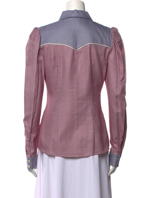 Caroline Constas Plaid Print Long Sleeve Button-Up Top