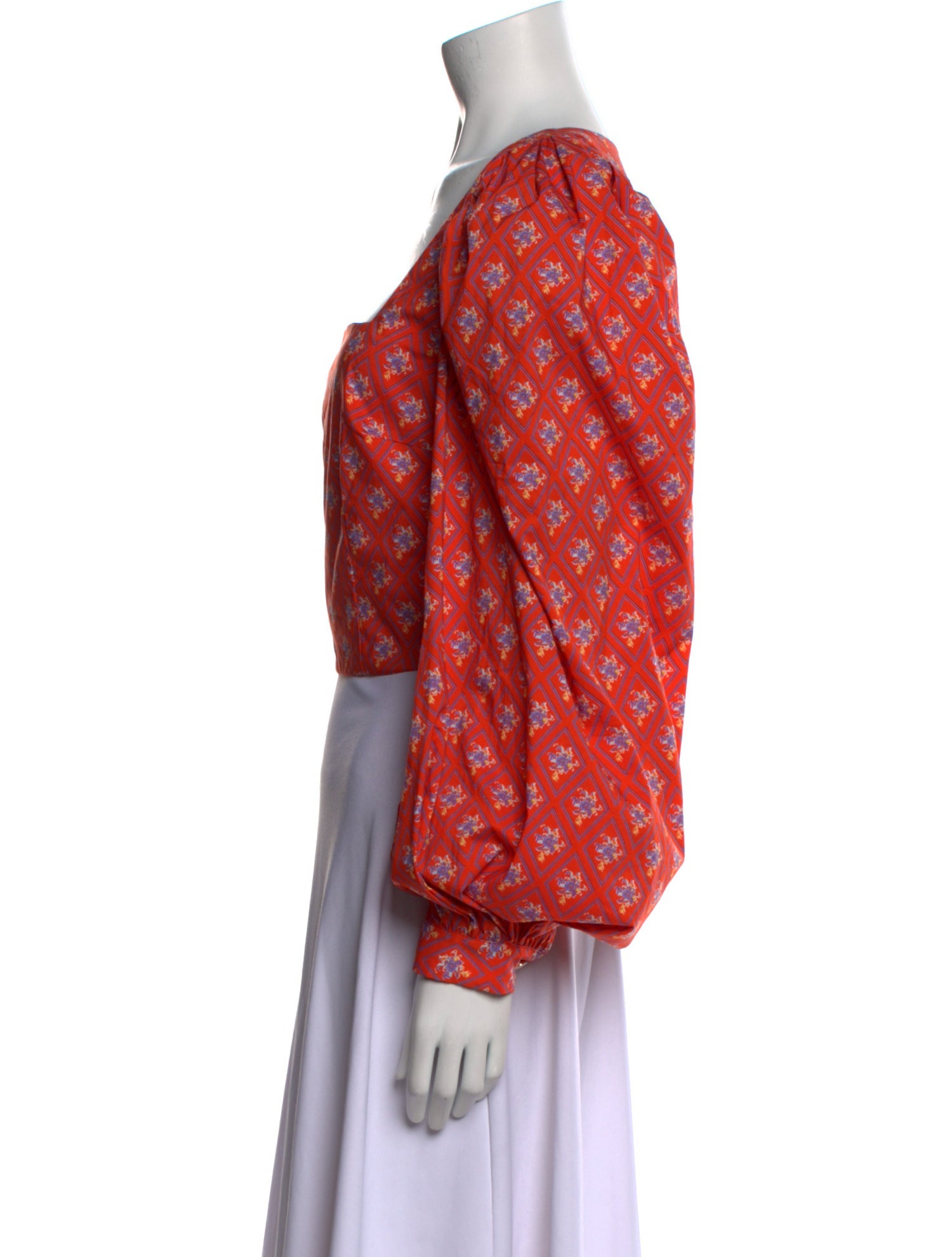 Caroline Constas Floral Print Square Neckline Crop Top