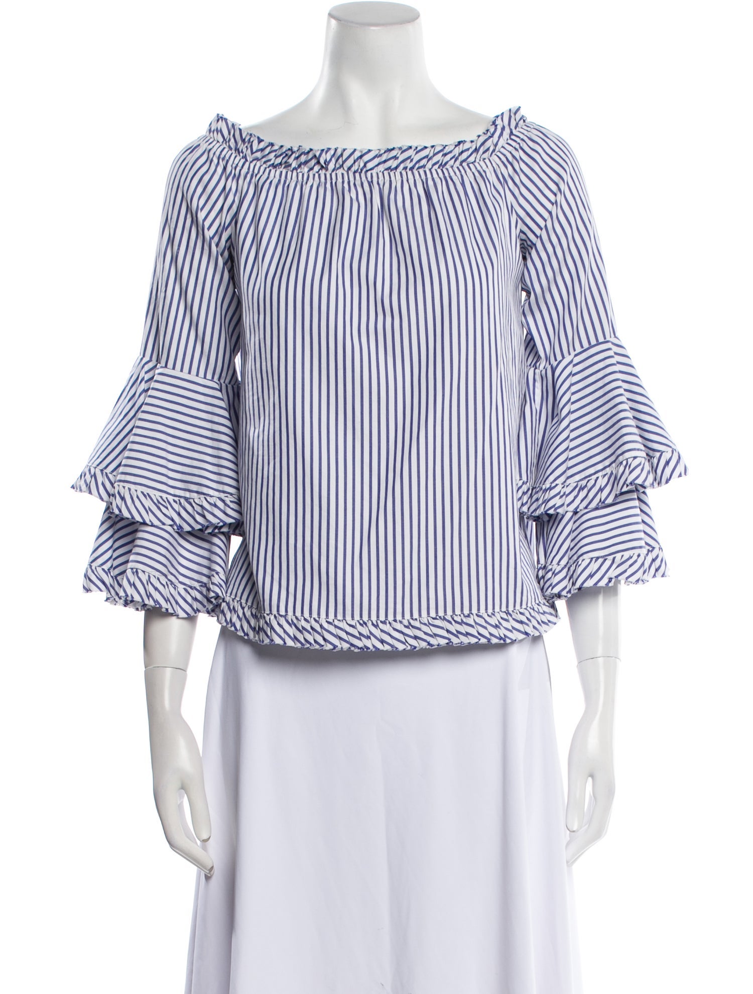 Caroline Constas Striped Off-The-Shoulder Blouse