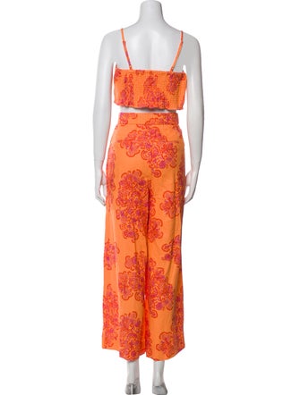 Caroline Constas Linen Floral Print Pant Set