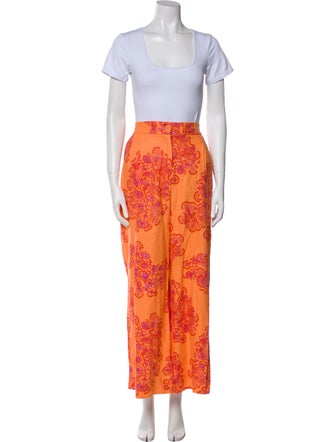Caroline Constas Linen Floral Print Pant Set