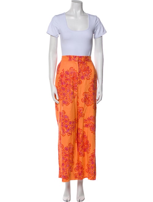 Caroline Constas Linen Floral Print Pant Set