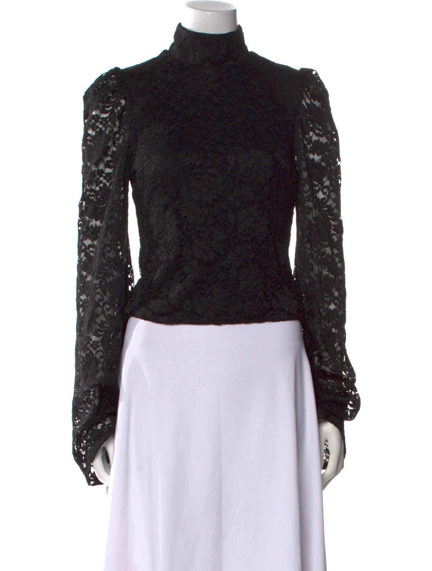 Caroline Constas Lace Pattern Turtleneck Crop Top