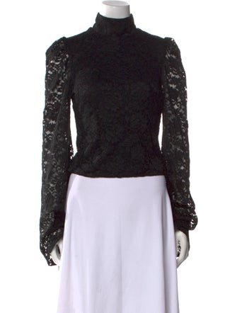 Caroline Constas Lace Pattern Turtleneck Crop Top