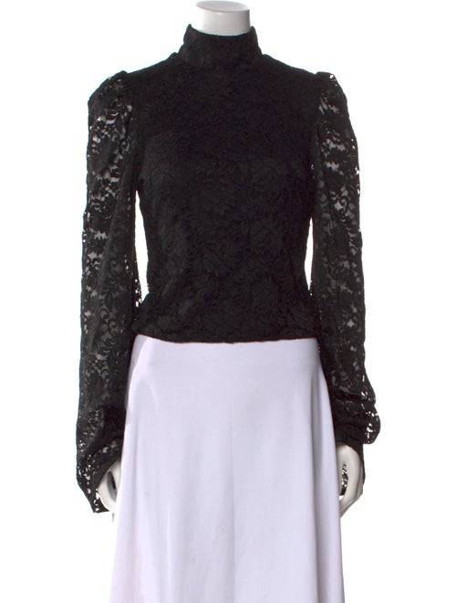 Caroline Constas Lace Pattern Turtleneck Crop Top