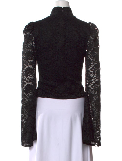 Caroline Constas Lace Pattern Turtleneck Crop Top