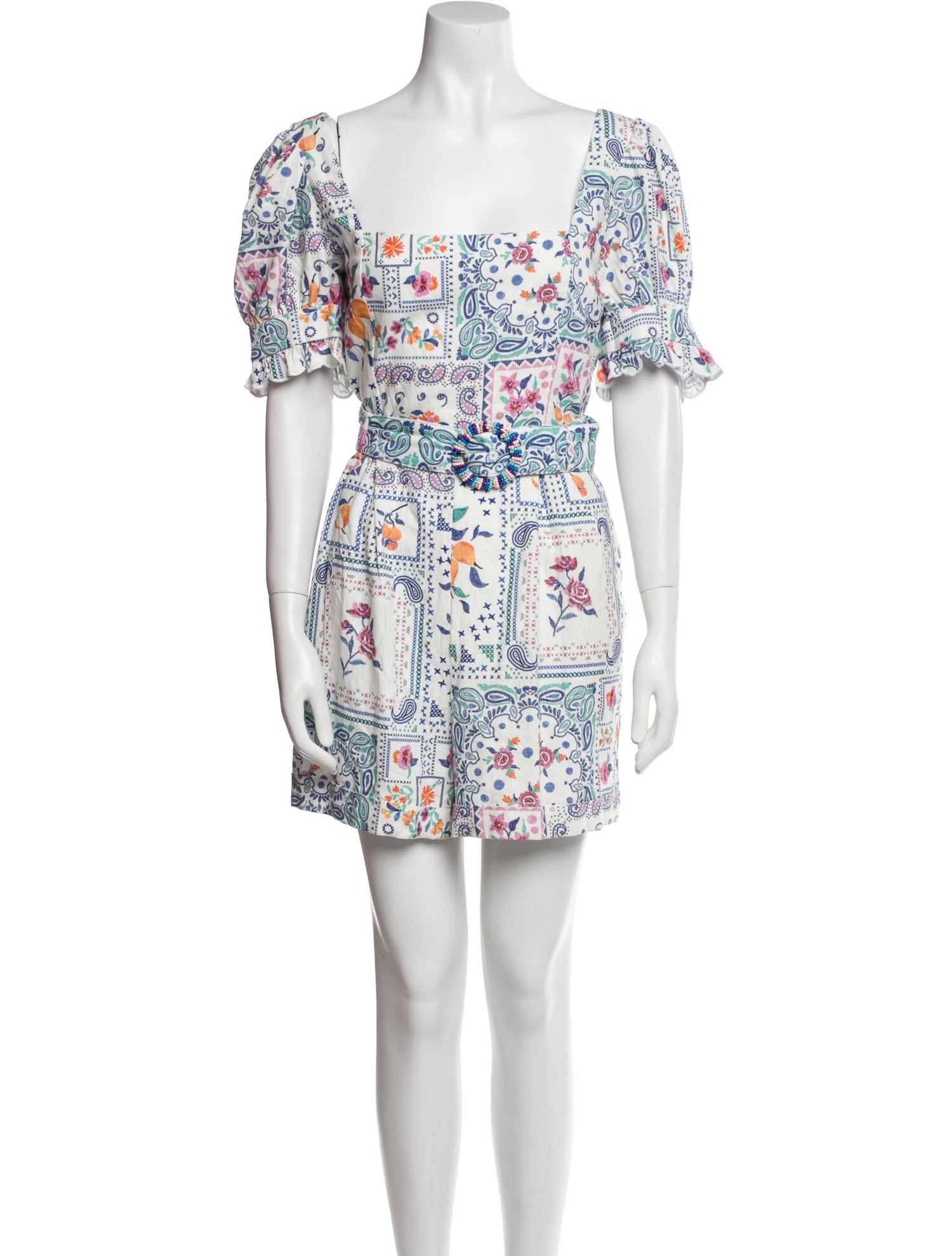 Caroline Constas Paisley Print Square Neckline Romper w/ Tags