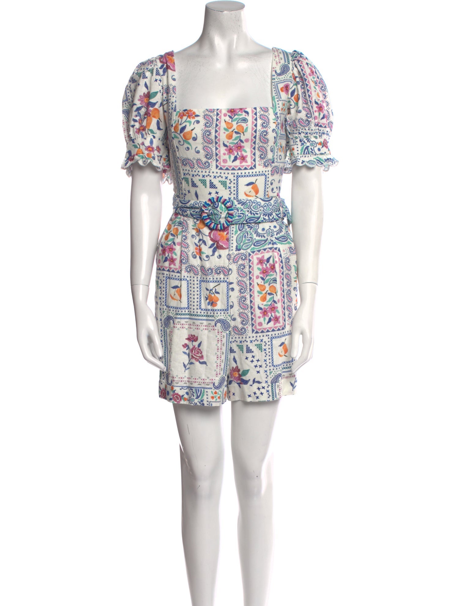 Caroline Constas Linen Floral Print Romper w/ Tags