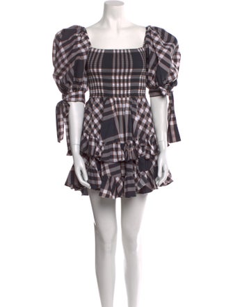 Caroline Constas Plaid Print Mini Dress