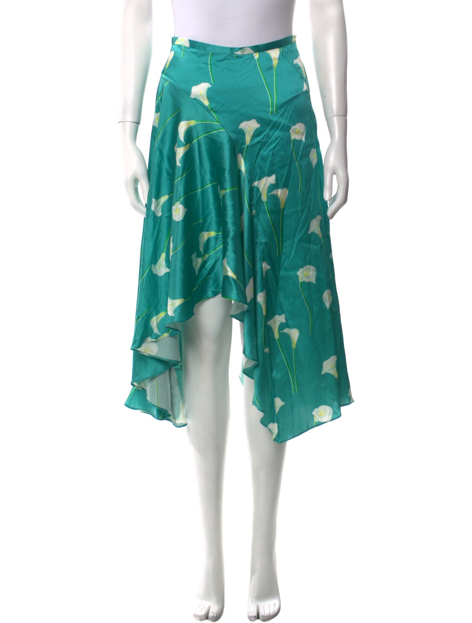 Caroline Constas Silk Midi Length Skirt