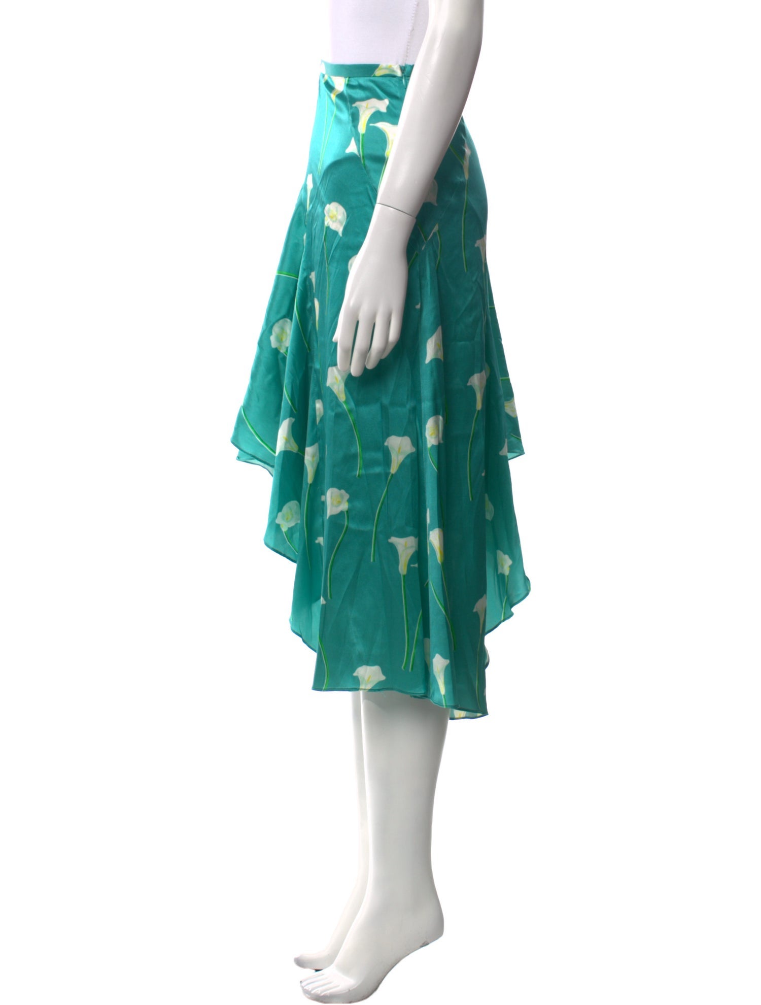 Caroline Constas Silk Midi Length Skirt